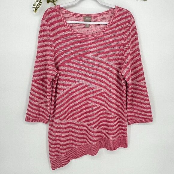 Chico’s Mingle Splice Scoopneck Pullover Sweater Women’s Size 2 XL‎ Asymmetrical - Picture 3 of 9